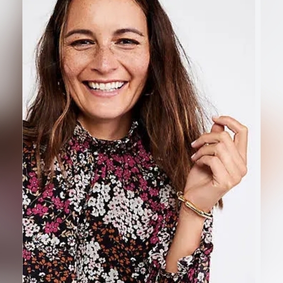 Ann Taylor Floral Smocked Neck Shift 8 Petite A-Line Prairie  Dress - Picture 3 of 15